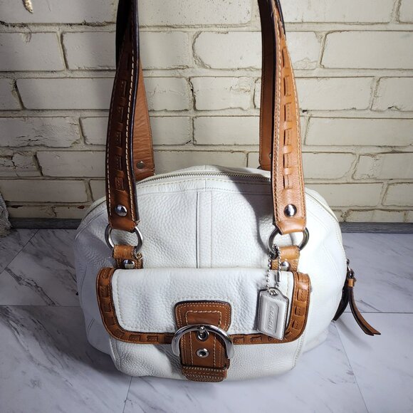 Coach Soho Dome White & Brown Leather Satchel Handbag Purse - Picture 3 of 12